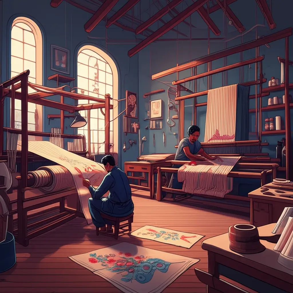 Memon Collection textile workshop with skilled artisans